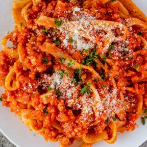 an image of tempeh bolognese