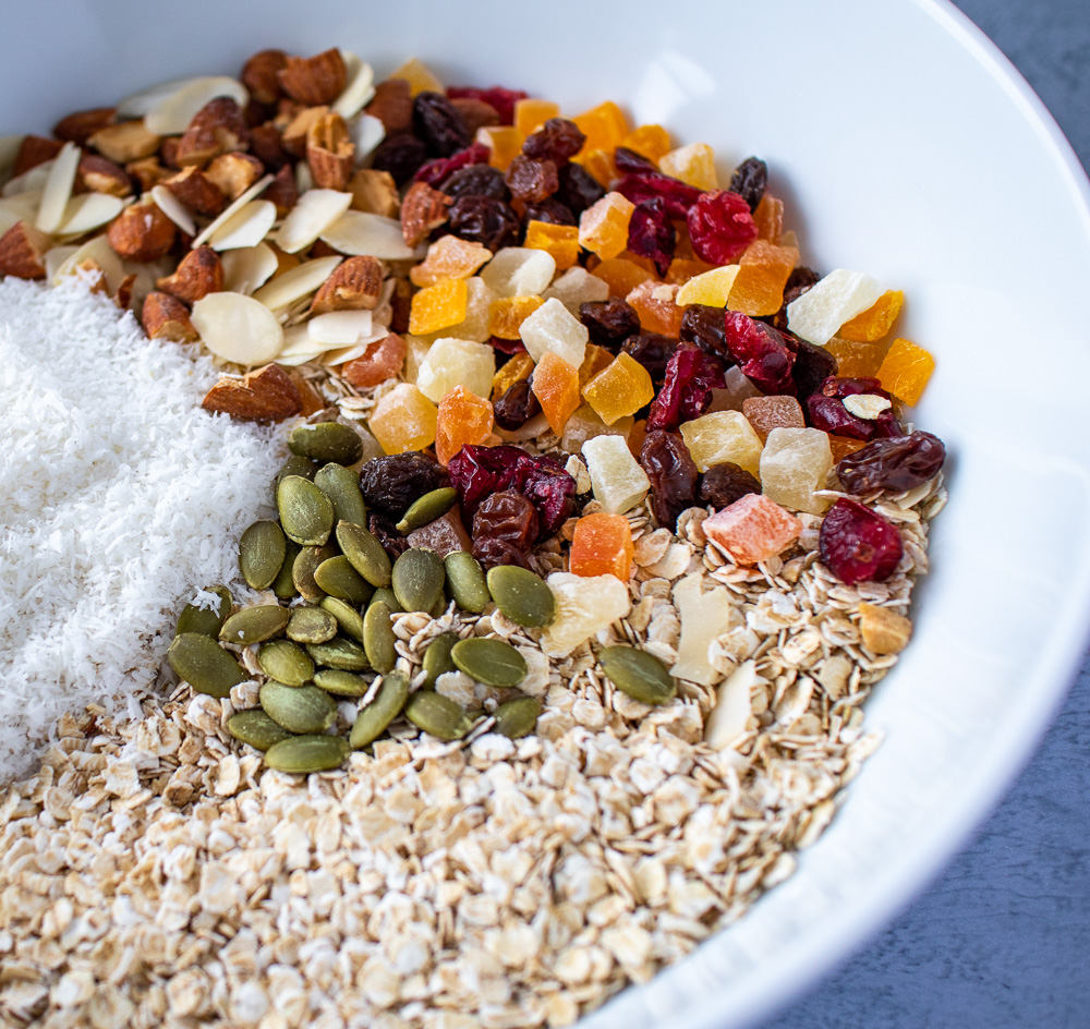 an image of granola ingredients in a bowl