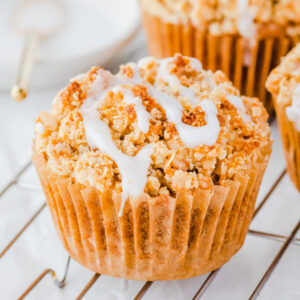 an image of cinnamon muffins with sugar glaze