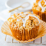 an image of vegan cinnamon muffins with sugar glaze