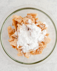 an image of soy curls and potato starch in a bowl