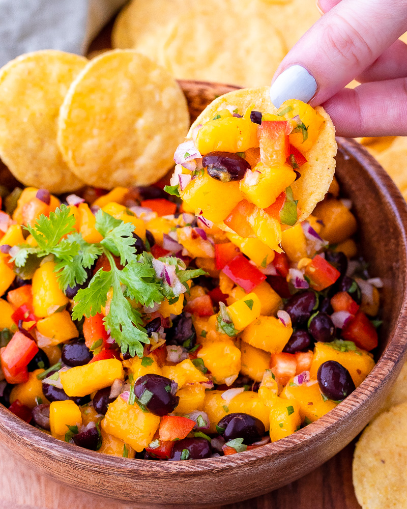 an image of mango salsa and chips