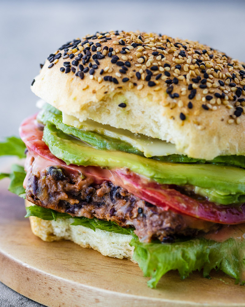 an image of vegan black bean burger