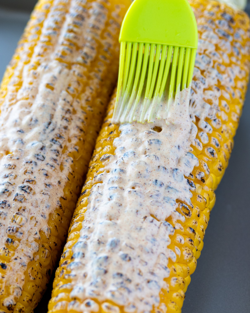 an image of vegan elote and mayo sauce