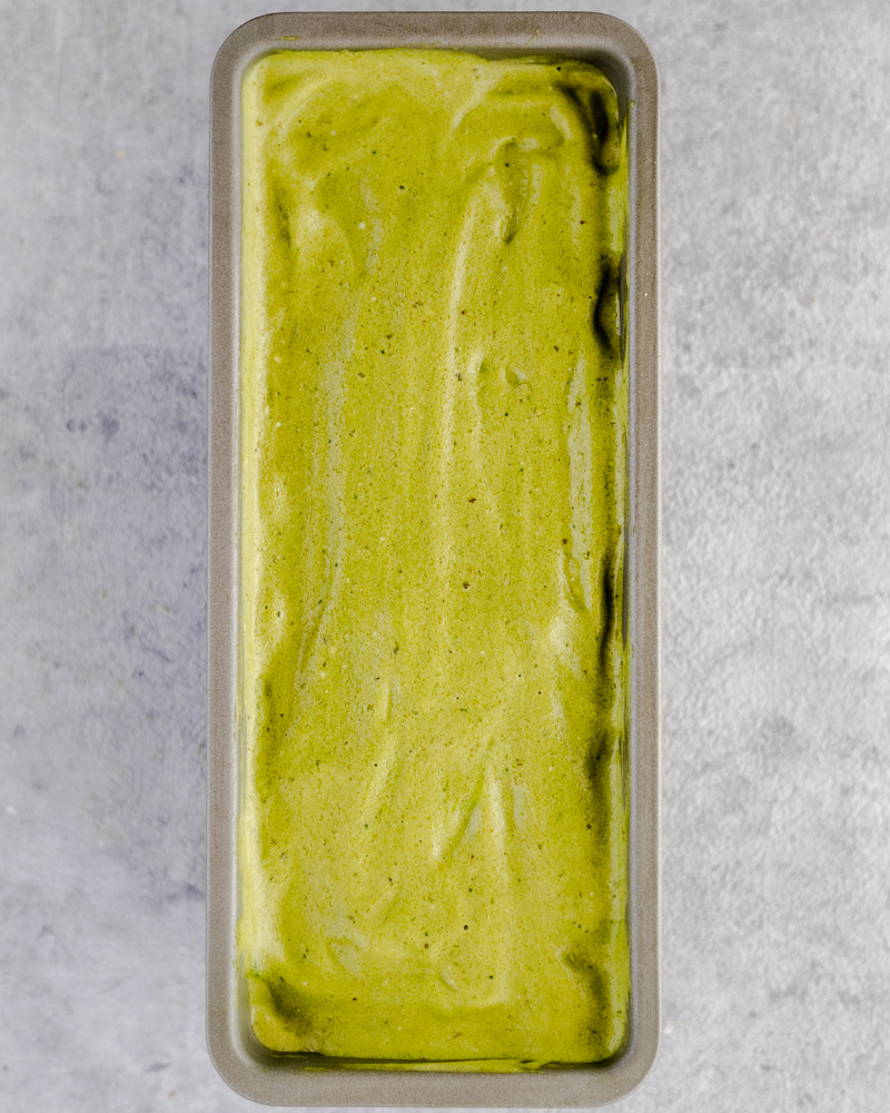 an image of vegan matcha ice cream in a container