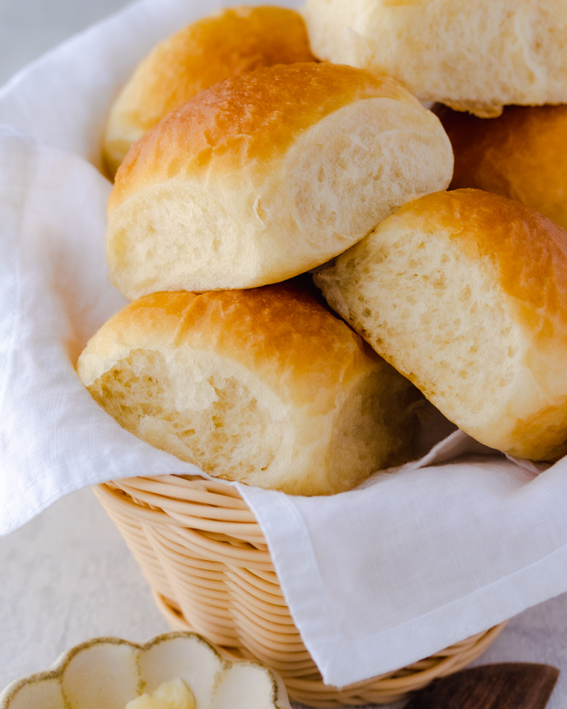 an image of vegan dinner rolls in a basket