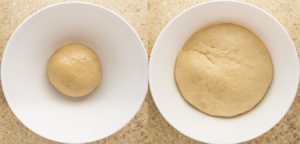 an image of cinnamon roll dough proofing