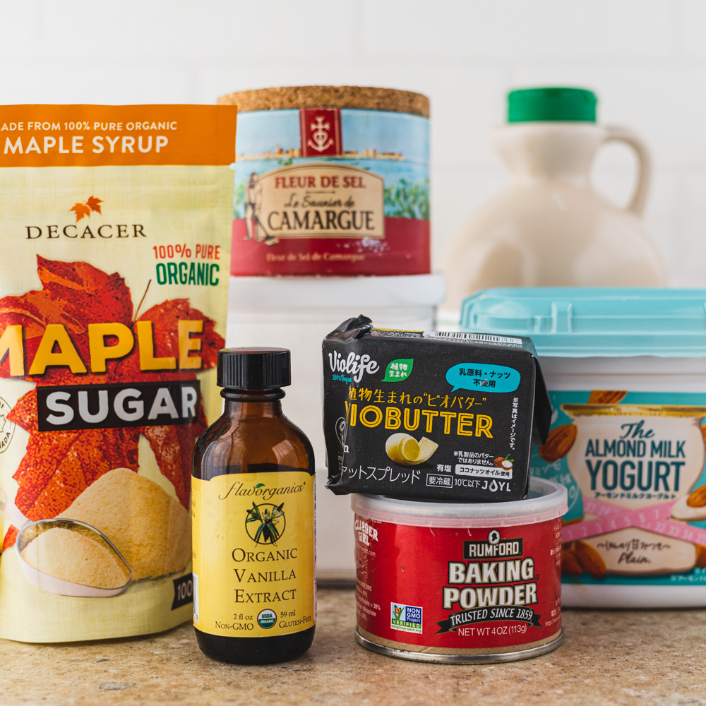 an image of ingredients for vegan maple sugar cookies