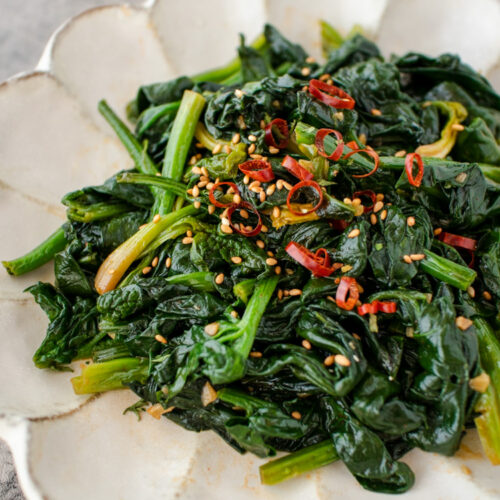 an image of sautéed garlic spinach