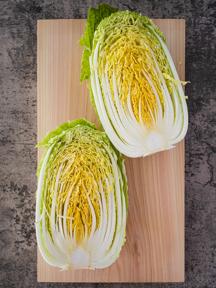 an image of napa cabbage on a cutting board