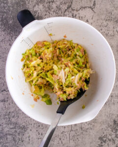 an image of ingredients for vegan okonomiyaki in a mixing bowl
