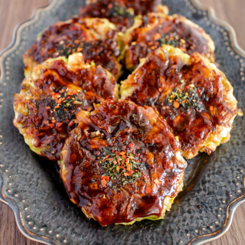 an image of vegan okonomiyaki on a plate